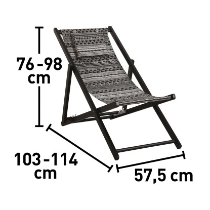 Klappsessel Timbore Holz Schwarz Mit Verstellbarer Rückenlehne – Bild 4