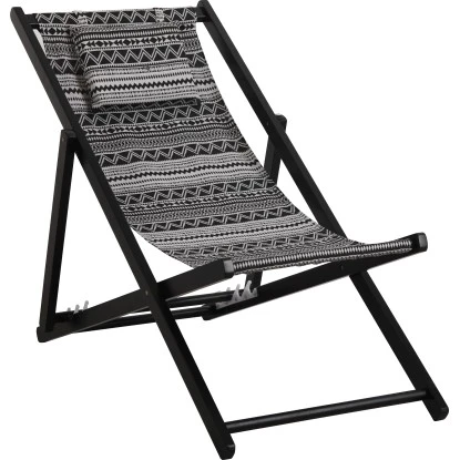 Klappsessel Timbore Holz Schwarz Mit Verstellbarer RĂĽckenlehne