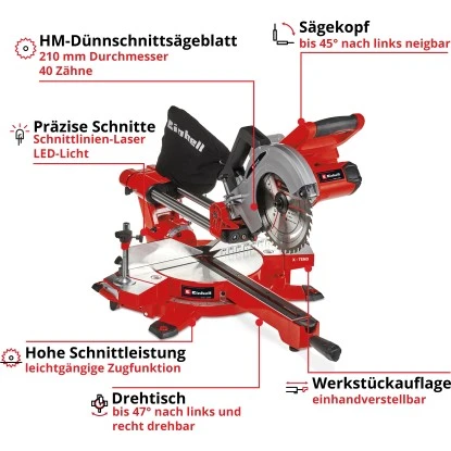 Einhell Power X-Change Akku-Zug-Kapp-GehrungssĂ€ge TE-SM 36/210 Li Solo â Bild 3
