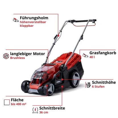 Einhell Power X-Change Akku-Rasenmäher GE-CM 36/36 Li Inkl. 2x4,0 Ah Akkus – Bild 3