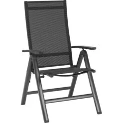 Klappsessel Pacora II Textilen Mit Verstellbarer RĂĽckenlehne Schwarz