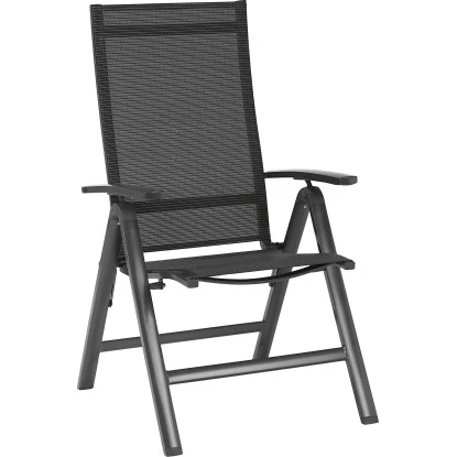 Klappsessel Pacora II Textilen Mit Verstellbarer RĂĽckenlehne Schwarz