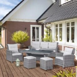 Lounge-Set Mit Esstisch Vermont 6-teilig Aus Polyrattan Wave Cliff