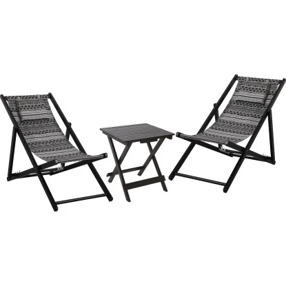 Klappsessel Timbore Holz Schwarz Mit Verstellbarer Rückenlehne – Bild 5