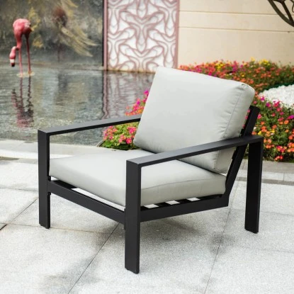 Home Deluxe Lounge-Set Rio S 2-teilig Aluminium Schwarz-Hellgrau – Bild 2