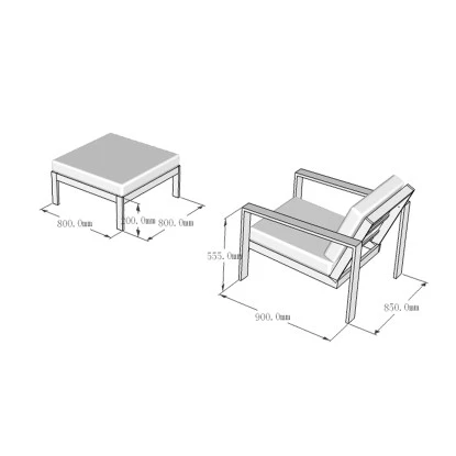 Home Deluxe Lounge-Set Rio S 2-teilig Aluminium Schwarz-Hellgrau – Bild 6