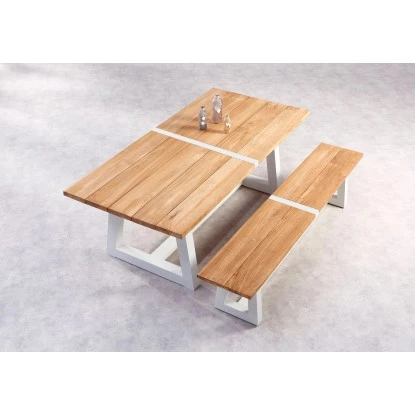 Gartenbank Campione 220 X 40 Cm Weiß/Teakholz FSC® – Bild 2