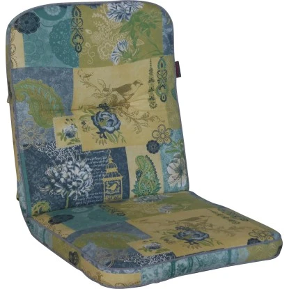 Angerer Stuhlauflage Niedrig Neuburg Beige-Blau-GrĂŒn-Gemustert