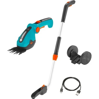 Gardena Set Akku-Grasschere ComfortCut Li - Inkl. Teleskopstiel Mit Laufrädern
